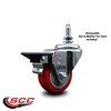 Service Caster 3 Inch Red Polyurethane 10 MM Threaded Stem Caster with Brake SCC-TS20S314-PPUB-RED-PLB-M1015